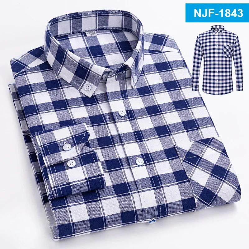 100% Cotton Oxford Long-sleeve Shirts for Men Slim Fit Formal Plain Shirt Soft Casual Plaid Designer White Striped Black Clothes