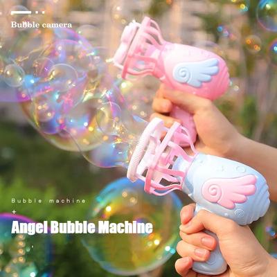 Strojček na výrobu bublín Angel Wings s mini ventilátorom 3 v 1 Magic Bubble In Bubble Pištoľ Výrobník mydlových a vodných bublín pre deti Letná vonkajšia hračka
