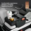 Multifunctional Car Armrest Box with Wireless Charging, Thicken Height Pad Arm Rest Cushion Storage Box Phone Cup Tissue Holder