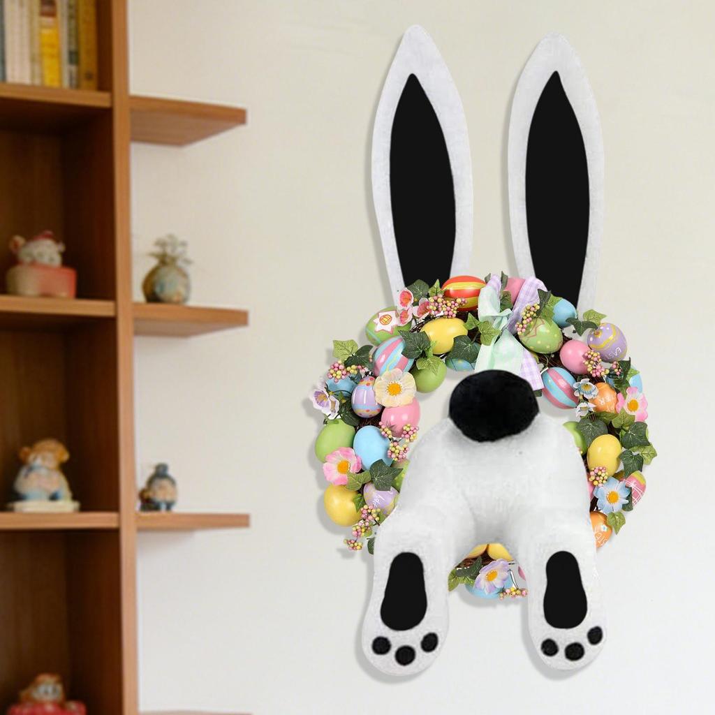 Bunny Wreath Attachment Bunny Butt with Ears Hangable Easter Front Door Wreath Attachment for Spring Holiday Party Indoor