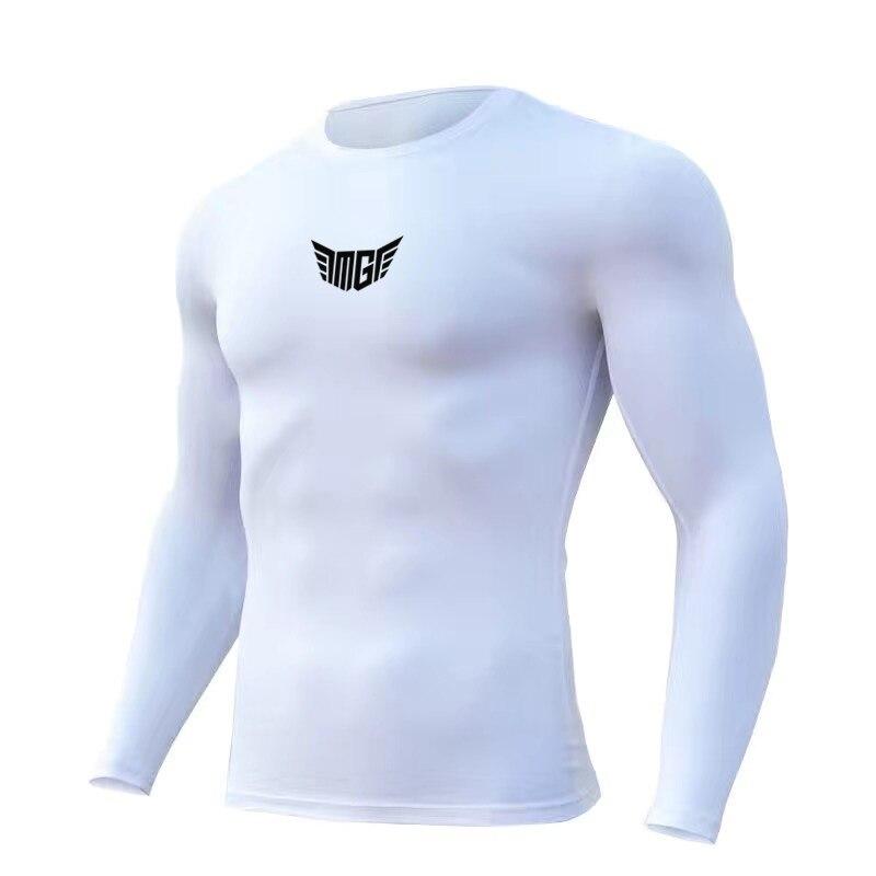 

Осенняя новая модная футболка Muscleguys с принтом, пуловер с круглым вырезом, облегающий топ XXL белый