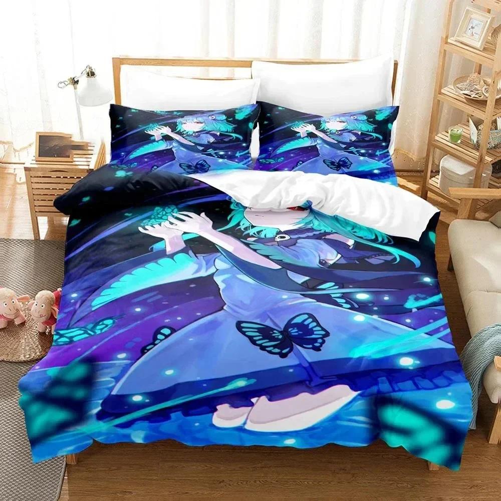 3D Uruha Rushia Anime Hololive Butterfly Girl Printed Bed Set Duvet Cover Pillowcase Bedding Set Linen Sheet Quilt Cover Size
