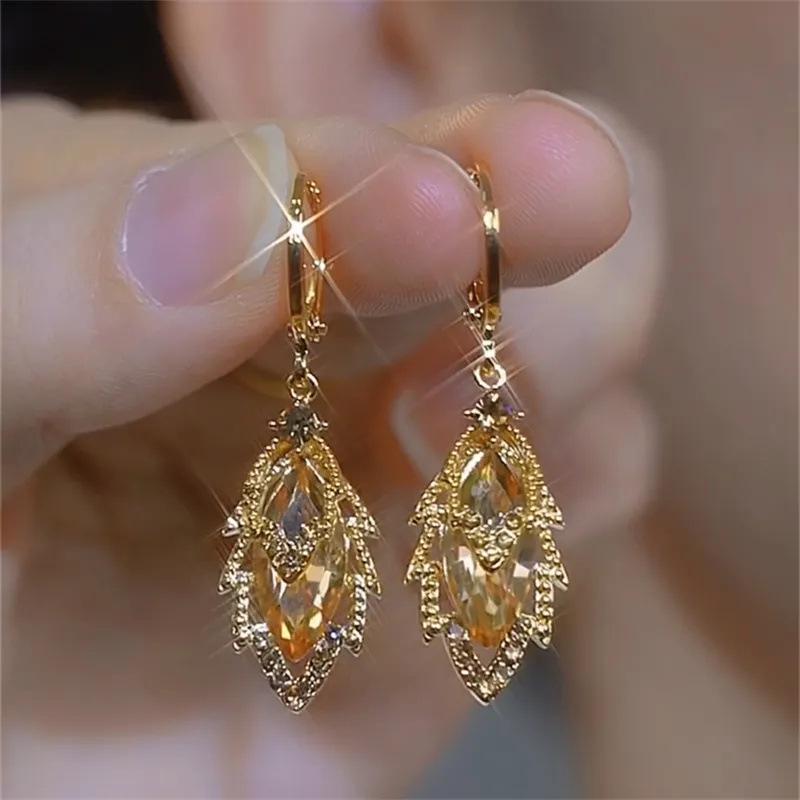 French Purple Zircon Leaf Ear Cuffs - Fashionable, Slim, Double Layer Sparkling Diamond Earrings with National Style