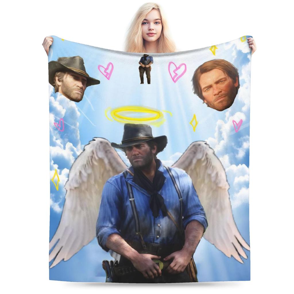 Arthur Morgan Baby Mädchen Gestrickte Decke Flanell RDR2 Spiel Super Warme Überwurfdecke für Draußen Reisen Schlafzimmer Steppdecke