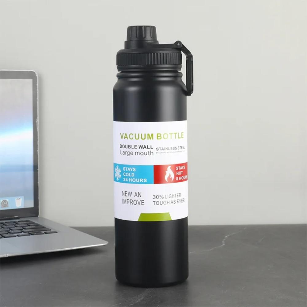 1000ml Jednoduché vakuové termosky z nerezové oceli 304 Velkokapacitní izolovaný hrnek přenosné termosky Venkovní sportovní láhev na vodu