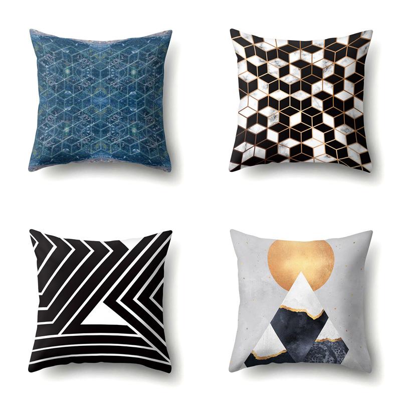 Nordic Style Ins Marble Polyester Pillowcase Car Decoration Home Printed Waist Cushion Pillowcase