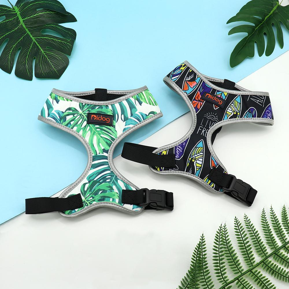 Fashion Printed Nylon Dog Harness Reflective French Bulldog Pug Harness Dog Vest For Small Medium Dogs Cats Walking Training