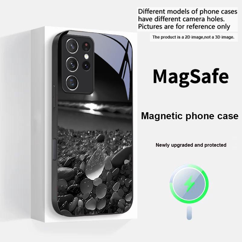 Colorful Stone Seaside For Samsung S 25 S25 Edge S25Ultra S8 9 10 20 S21 Pro S22 Plus S23 FE S24 Ultra Magsafe Glass Phone Case