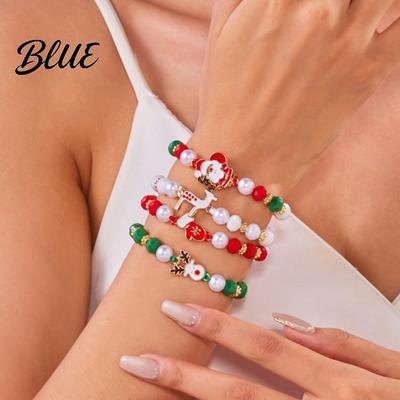 Seasonal Bracelet Christmas Bracelets for Women Handmade Clay Beads Stretch