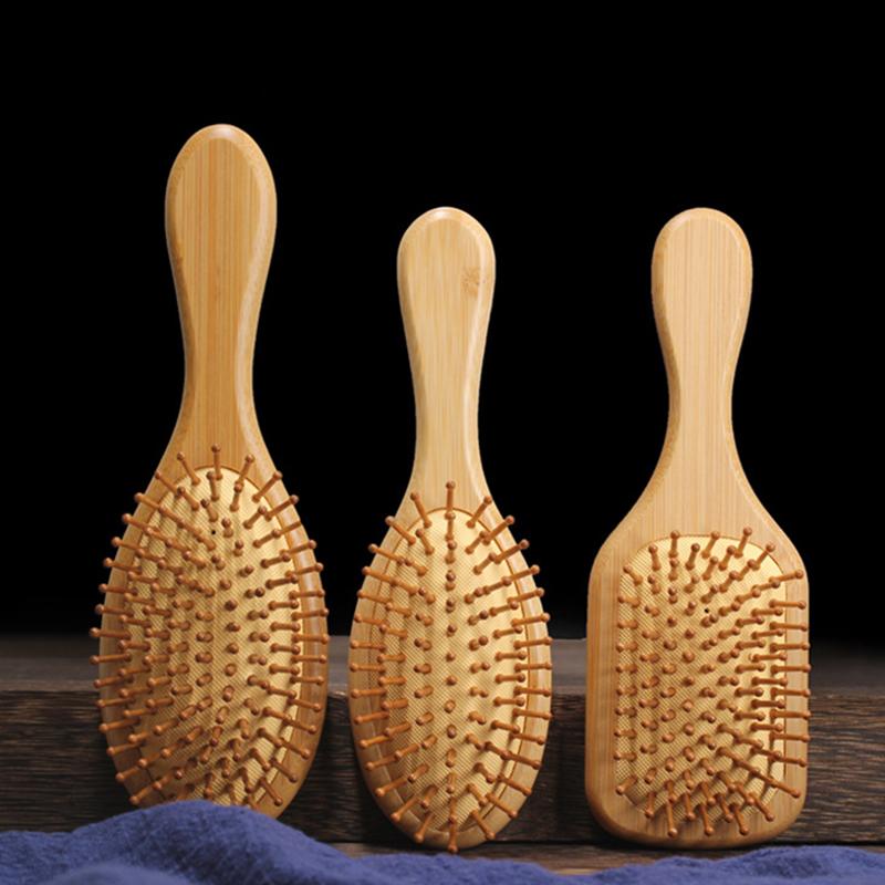 Piepteni din bambus Pernă de aer Pieptene de masaj Păr neted, fără înnoduri Pieptene practic Elastic înalt pentru cap Masaj cu airbag Pieptene perie de păr