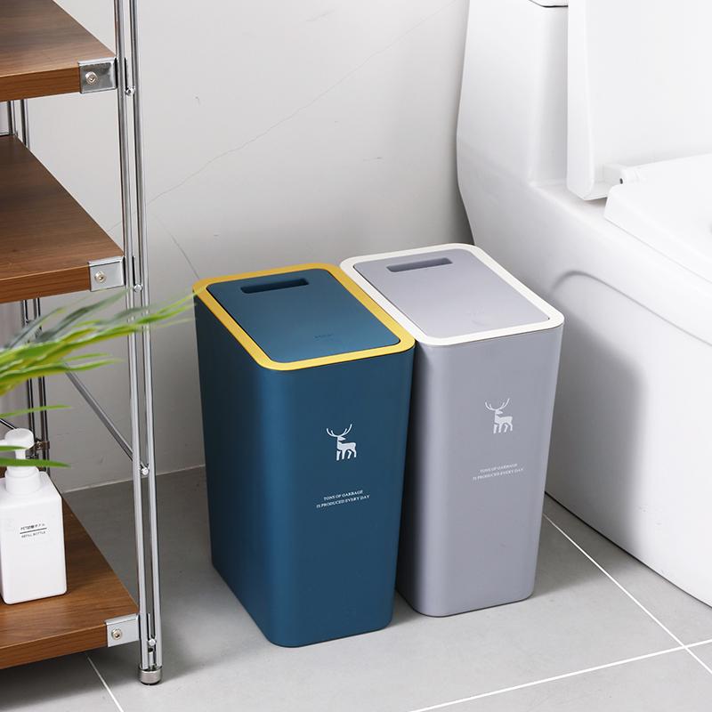 Luxurious Press-Lid Large Capacity Plastic Trash Can for Home, Kitchen, Bathroom, and Living Room