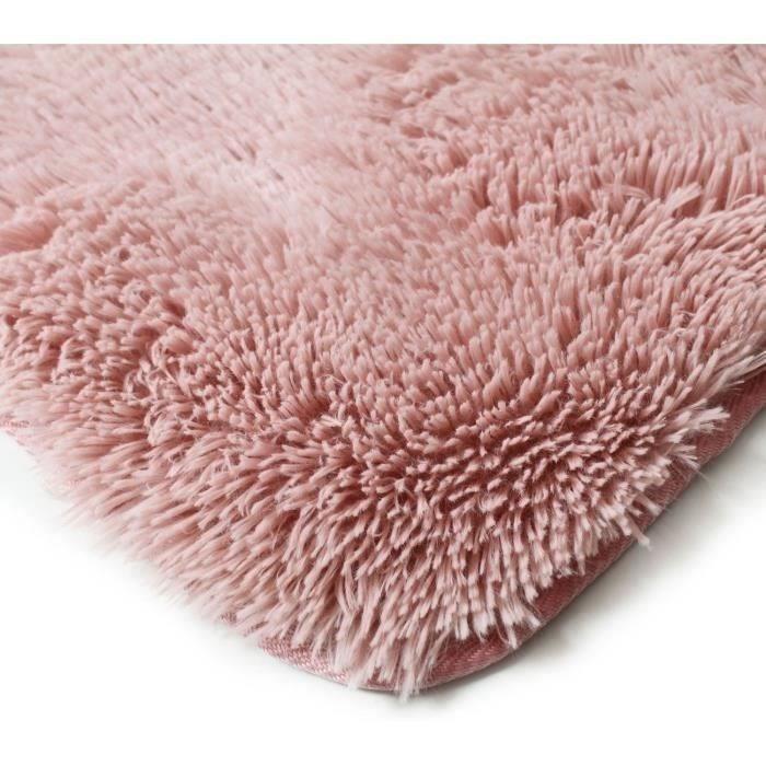 Shaggy Living Room or Bedroom Rug - Neo Yoga - Washable Rug with Fine Base In Extra Soft Long Pile Microfiber Pink 160 X 230 Cm