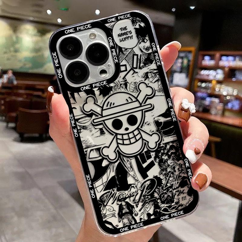 Japanese Anime L-Luffys LOGO Case For iPhone 16 15 14 13 12 11 Mini Pro Max X XR XSMax 7 8 Plus SE20 Ones Pieces Clear Cover