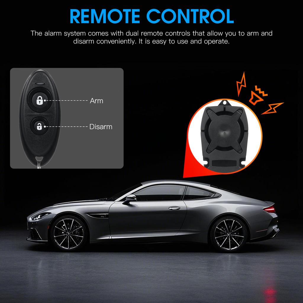 Motorcycle Security Kit, Anti Theft Car Device Alarm System with Remote, Sound Alert, Vibration Sensor and Current