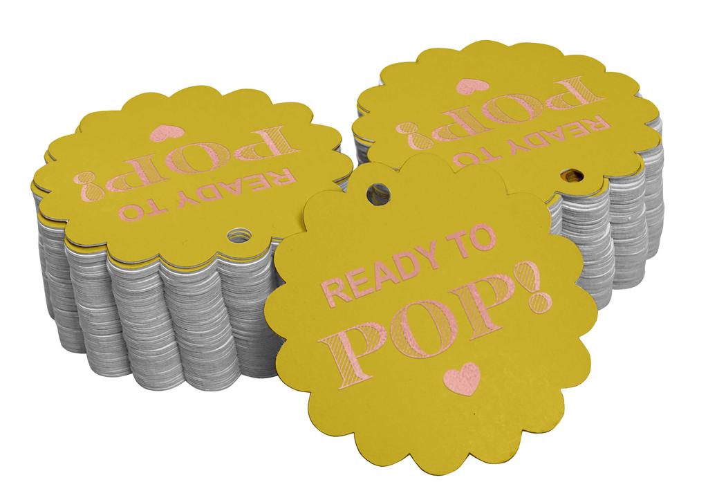 Inkdotpot Ready To Pop Baby Shower Bottle Tag Real Gold Foil Favor Hang Tags Pack Of