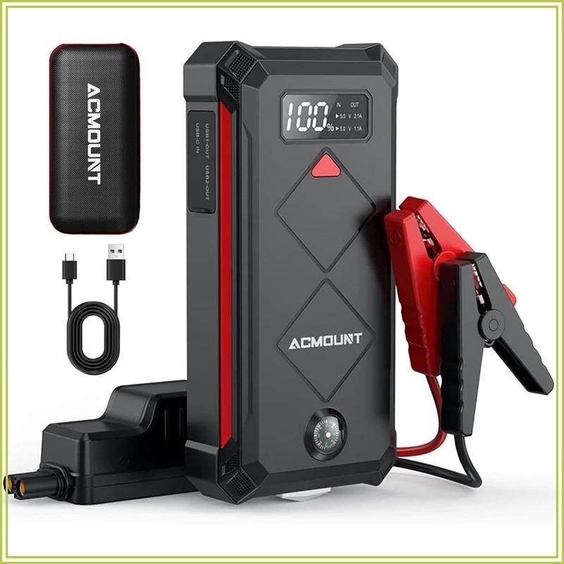 5000A Peak Car Jump Starter, 12V Portable Battery Pack for Up to 10.0L Gas or 8.0L Diesel Engines with LED Screen & Light