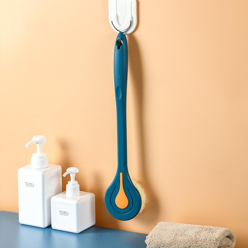 

1 шт., щетка для ванны с длинной ручкой, мягкие волосы, щетка для ванны, шариковая щетка для спины, щетка для ванной комнаты, щетка для тела, грязевой скребок для спины, массажная щетка для душа синий