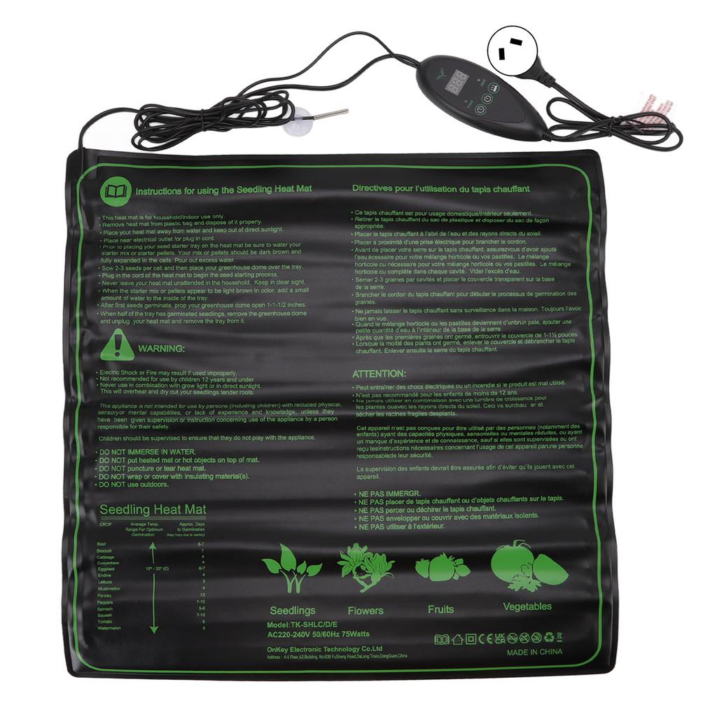 Seedling Heating Mat 6 Gear Temperature Adjustable Waterproof Plant Germination Starting Pad for