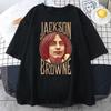Jackson Browne VTG T-shirt rétro noir Manches courtes Toutes Tailles XA1012