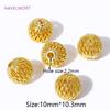 18K Gold Plated Hollow Spherical Spacer Beads Brass Round Loose Beads,Separators For Beads,DIY Beading Jewelry Making Findings