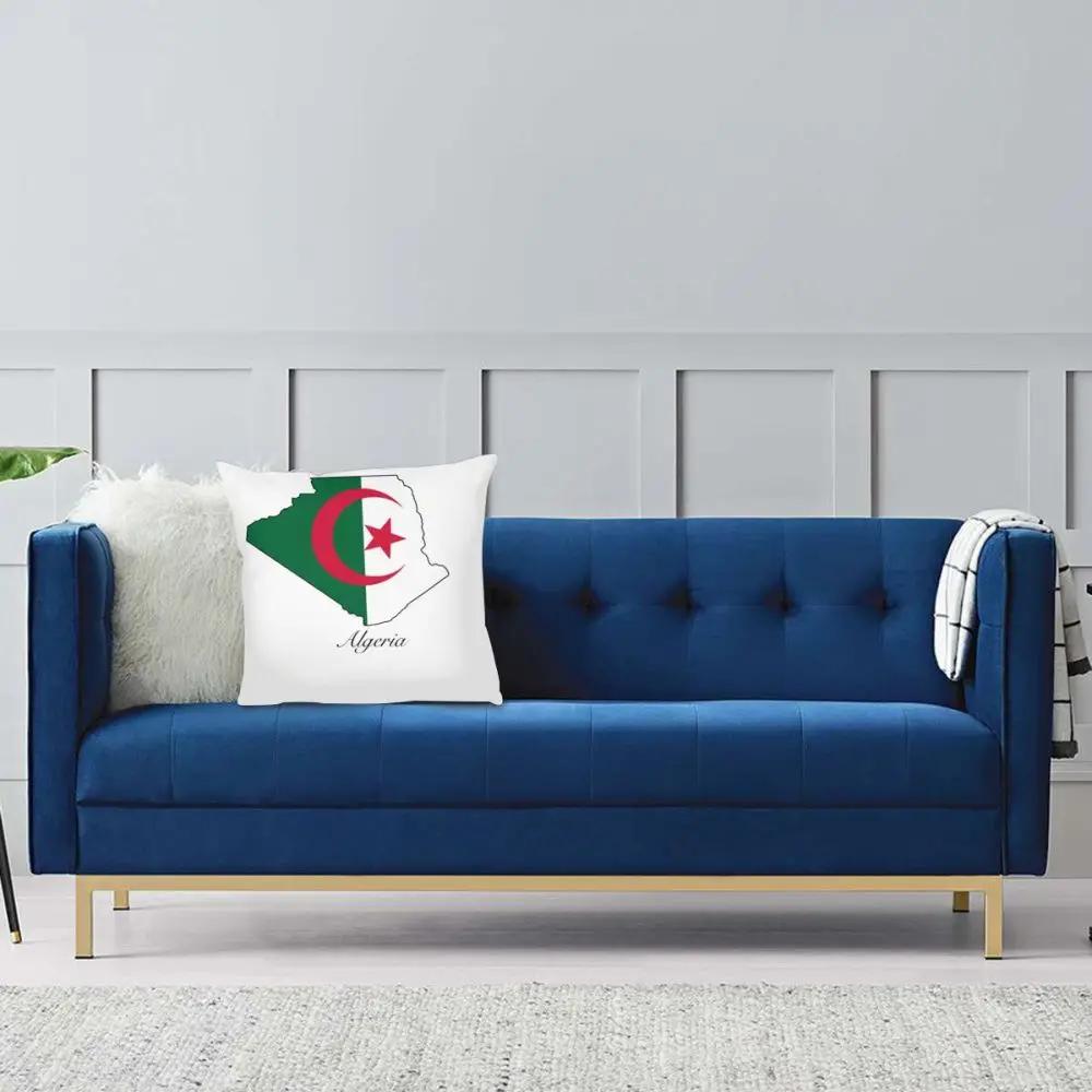Algeria Flag Map Throw Pillow Cover Throw Pillow Creative Pillowcase