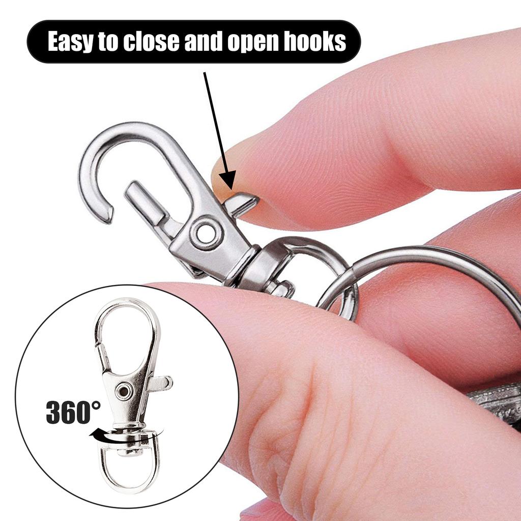 25/50/200Pcs Swivel Lobster Clasp Snap Hooks Stainless Steel Key Ring Clasp D Ring Snap Hook for Keychains Jewelry DIY Crafts
