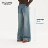 Jeans décontractés à jambes larges et taille haute pour filles Taochong