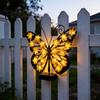 Backyard Butterfly Wall Accents 2Pcs Solar Lights Outdoor Metal Decor, IP65 Waterproof Sculpture Lights, Hanging Art for Garden Fence Patio Porch Yard