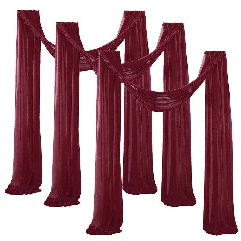 3Pack Set Wedding Arch Drape Fabric Sheer Chiffon Tulle Curtain Draping Backdrop Party Supplies Home Drapery Ceremony Decoration