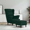 Vidaxl Armchair with Footrest, Dark Green, Upholstered In Velvet