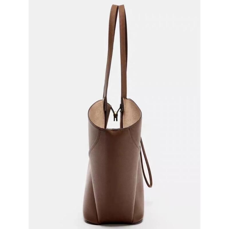 Women Casual Tote Handbag Large Capacity PU Leather Simple Tote Purse Solid Color Slouchy Tote Bag Female Shopping Bag