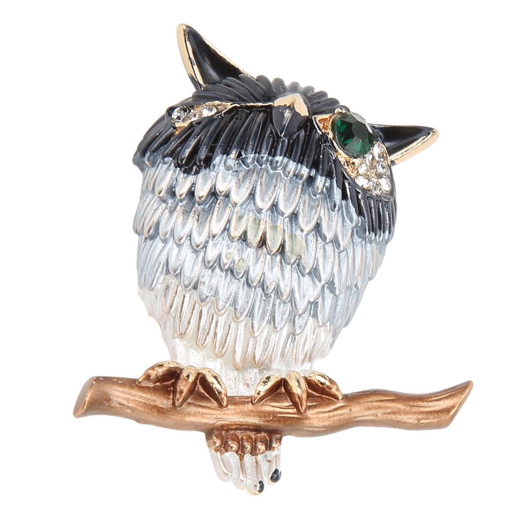 Brooch Pin Cute Owl Animal Shape Rhinestone Embellished Exquisite Clothing Pin for Women Clothes Decoration Gift