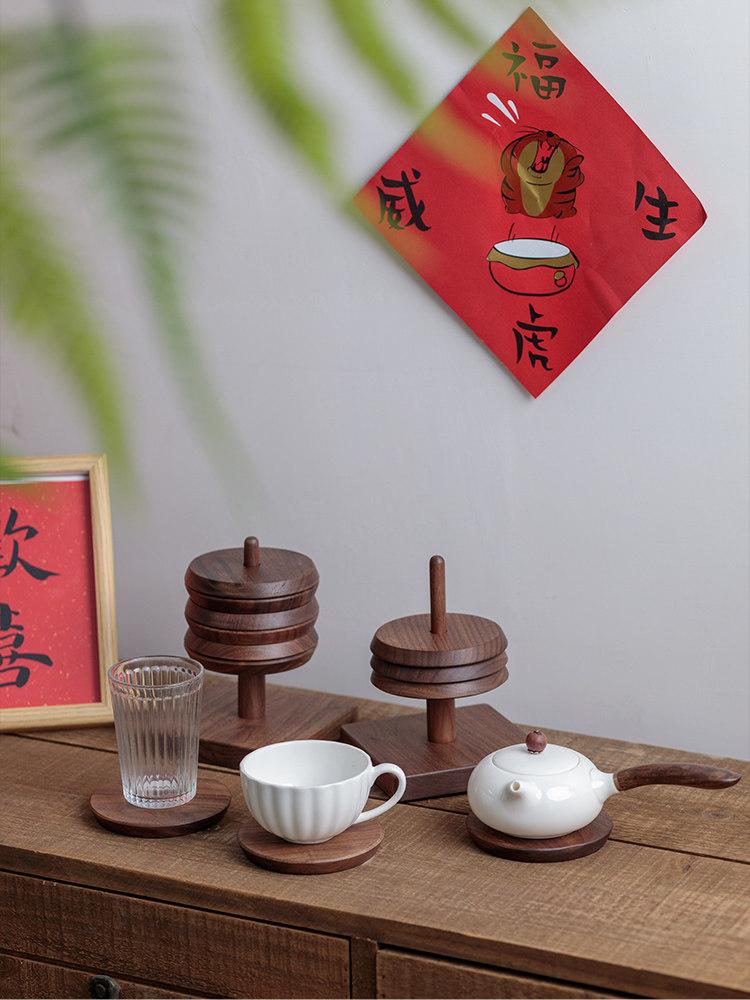 Black Walnut Solid Wood Coaster Thermal Insulation Wooden Coaster Household Anti-scalding Products Creative Decorative Ornament