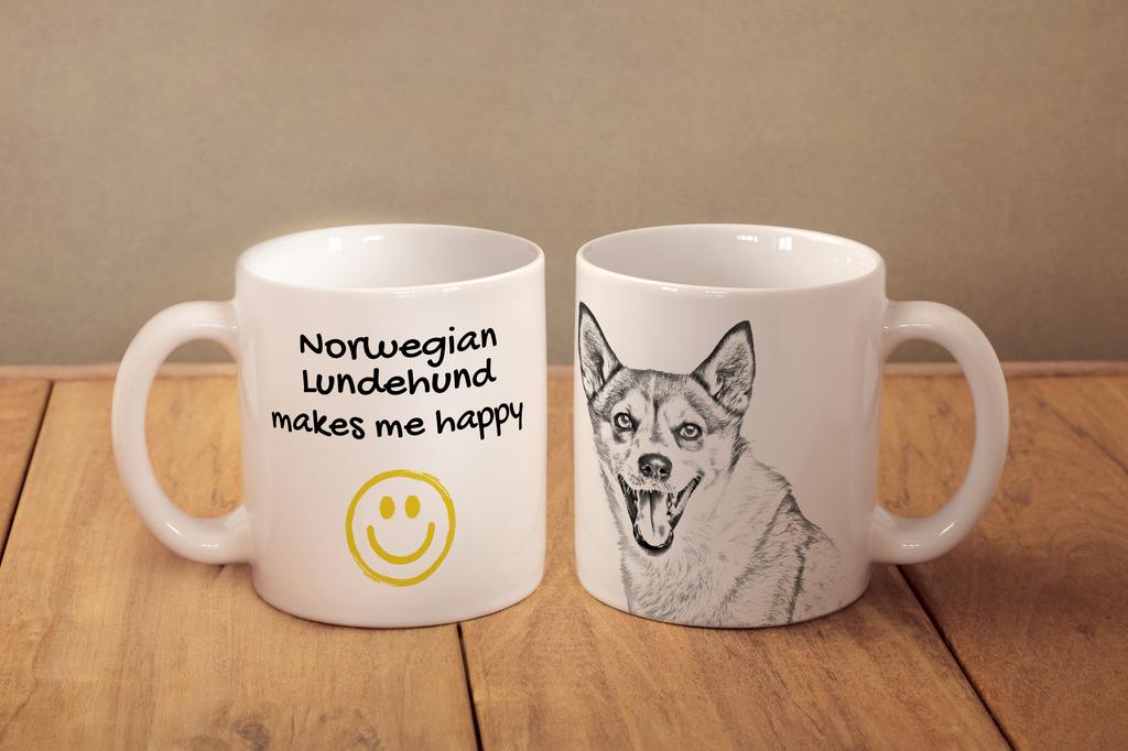 Norwegian Lundehund, Norsk Lundehund - Cup with a Dog, Cheerful Cup for a Dog Lover, Personalized Gift from the Art-Dog Brand