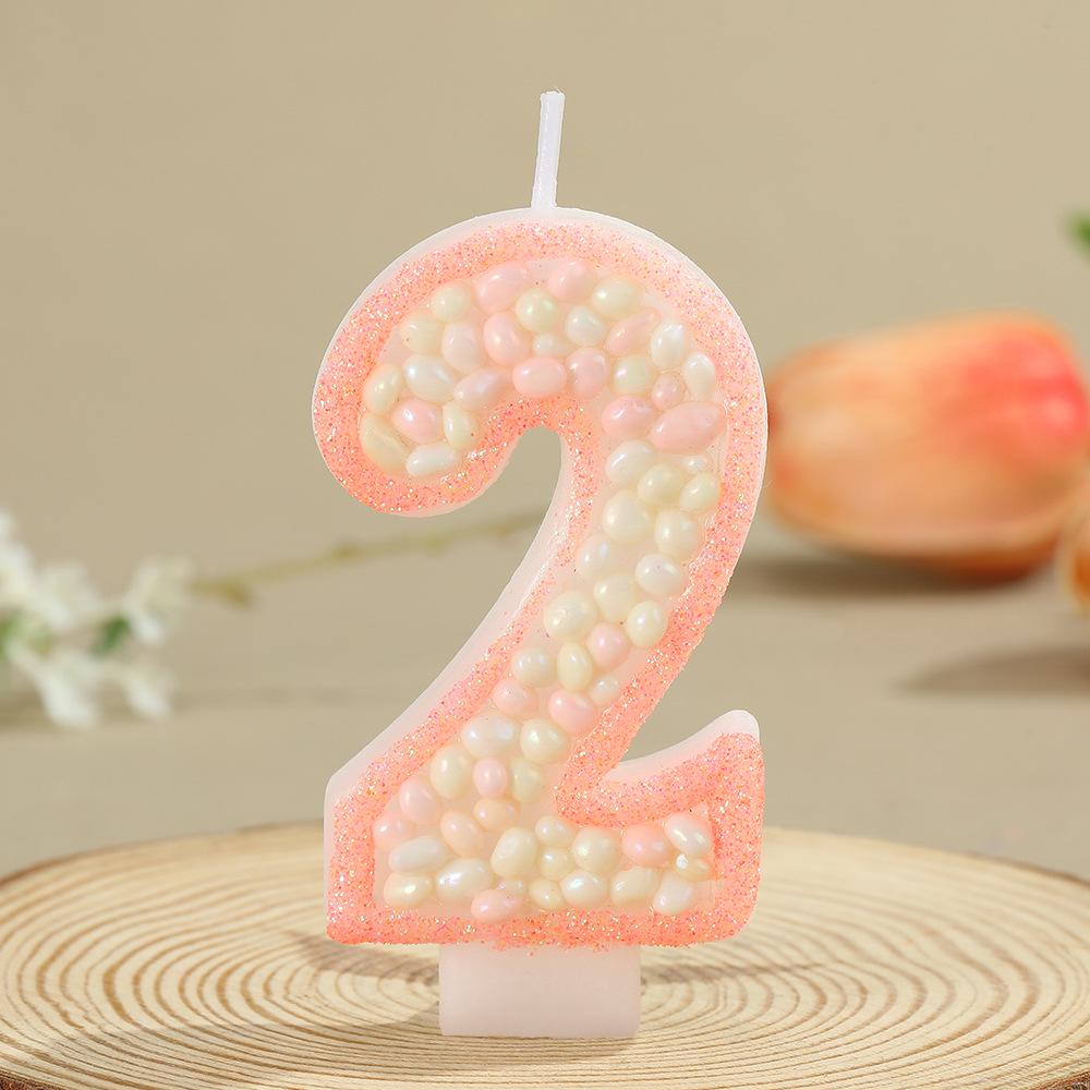 Handmade Pebble Powder Number Candles for Birthday and Party Decorations