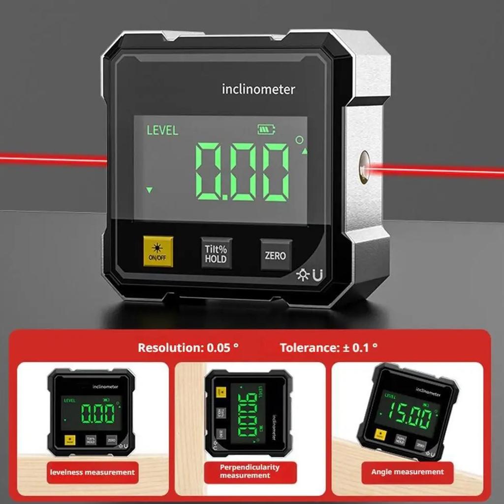 4-Side Magnetic Digital Angle Gauge With Laser Electronic Protractor Horizontometer Inclinometer Angle Ruler Slope Measuring
