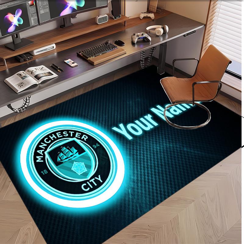 Personalized Crystal Velvet Carpet Manchester City Pattern Non Slip Floor Rug
