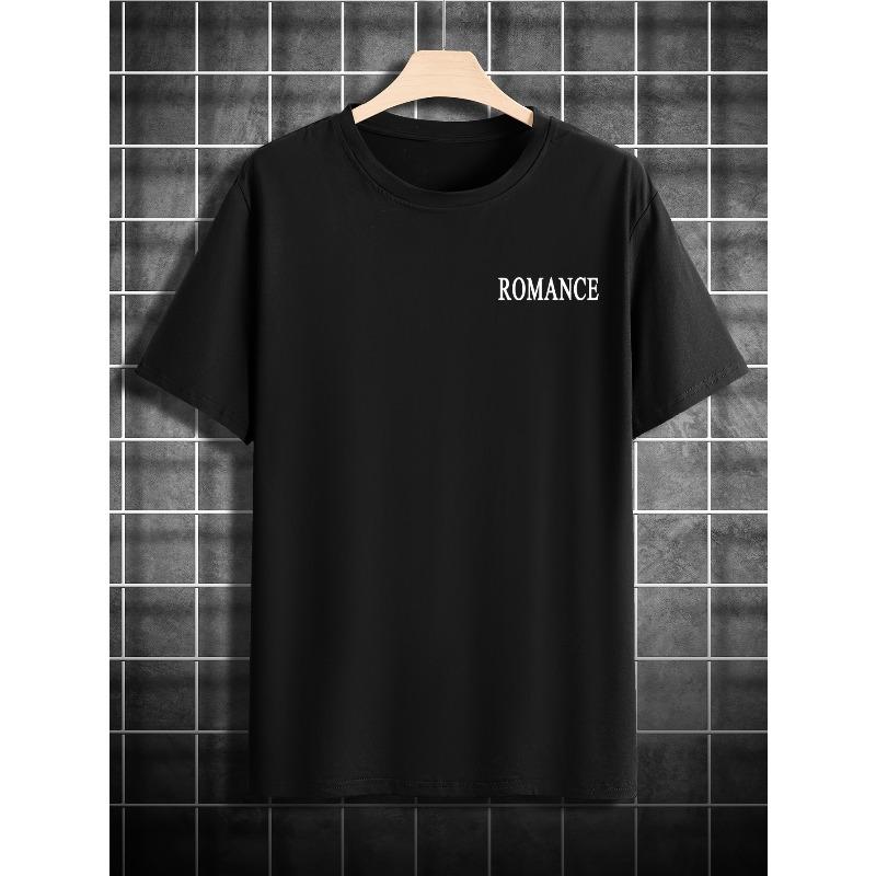 Taglie Europee T-shirt Casual da Uomo a Maniche Corte con Fantasia Alfabetica, Girocollo, Tessuto Comodo, Top Traspiranti e Confortevoli per l'Estate