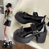 Summer French Japanese Heightening Shoes Shorty Le Black Platform Mary Jane Small Leather Shoes Women