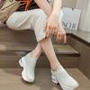 Fashion 8CM Air Mesh Platform Sneakers Wedge Crystal Shoes White Black Height Increased High Heel for Women Slip On Shoes Vulcanized New
