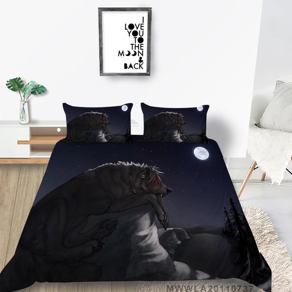 2023 New Style King Size Bedding Animals Home Bedclothes High Quality 3D Wolf Printed Luxury Comforter Cover Set with Pillowcase