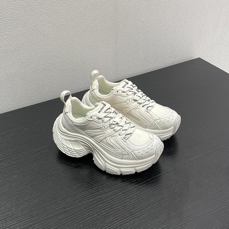 European muffin sole dad shoes women's 2025 spring new versatile casual thick sole height increase ultra-light sports little white shoes