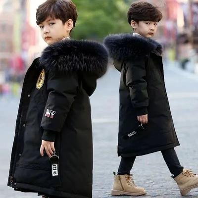 Winter Jungen Verdicken Lange Jacken für Kinder Warm Halten Casual Hoodies Kinder Mäntel Langarm Kinder Windjacke Oberbekleidung