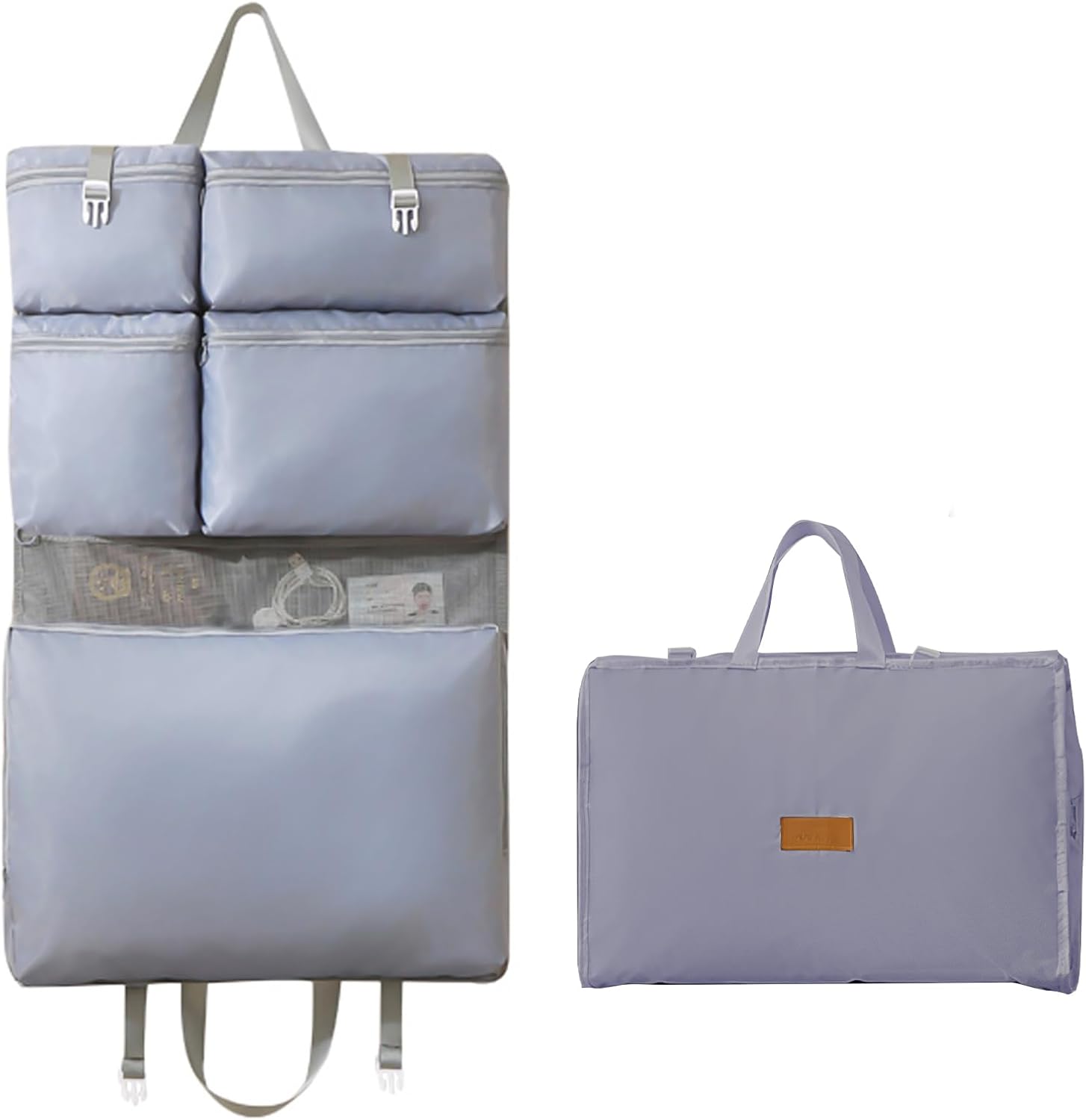 

Hanging Storage Organizer with 6 Pockets, Portable and Foldable Closet Organizer for Easy Storage (Off- white) серый