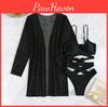 Piece Three Swimsuit Split Womens Set High Waist Ins Overshirt Black Bikini Suits