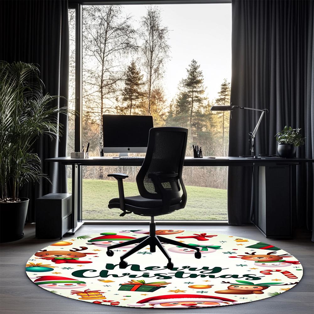 Christmas Printed Round Rug Carpet Chair Rug Area Rug Entryway Doormats,for Office Chair Living Room Bedroom Kitchen Room.