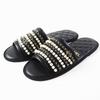 Pristine Sandals COCO Mark F Pearl Chain Flat Black Leather Women L G36005 Used