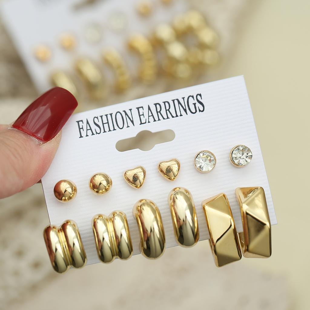 Hot-selling premium earrings, love water drop women's earrings set, multiple pairs of CCB twist earrings.