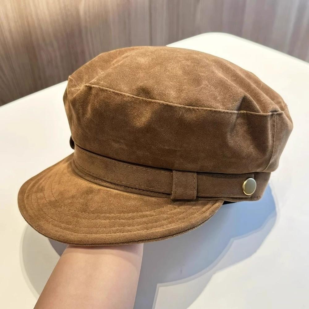 Flat Top Suede Berets Short Brim Painter Hat Casual Newsboy Hat  Women
