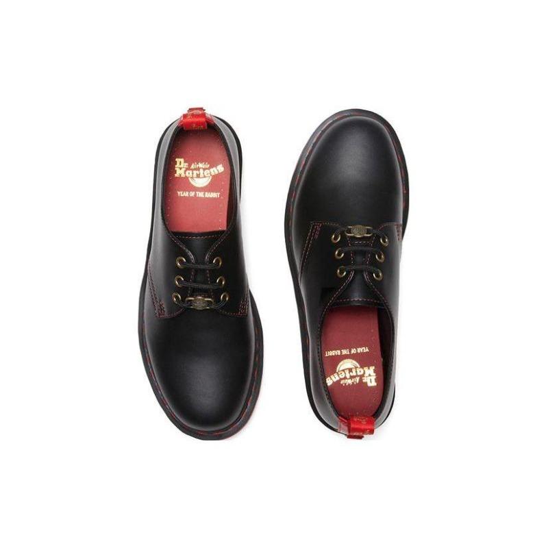 Dr. Martens Leder 3-Ösen Schnürung Niedrige Freizeitschuhe Unisex Schwarz 30555004